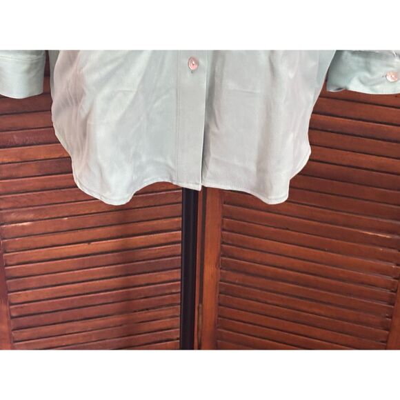 Soft Surroundings Teal Tencel Button Down Tunic Oval Buttons Style 10320 Size L - Picture 11 of 13